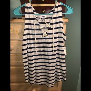 Navy and White Stripped Old Navy Tank Top